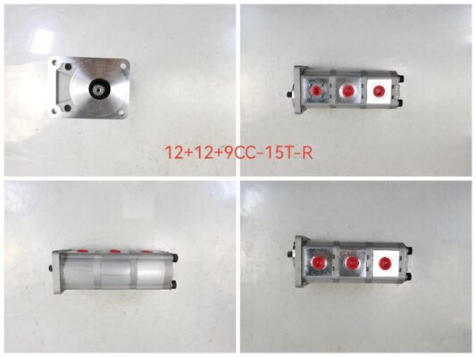 Iron and Aluminum alloy materials Hydraulic Gear Pump 12+12+9CC-15T-R Range for Construction Machinery Factory Supply Hydraulic Spare Parts