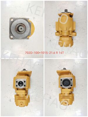 702D-100+1015-21.6 R 14T Bulldozer Pump / Cast Iron Yellow Hydraulic Gear Pumps Silver Yellow Color Rate of Flow 200