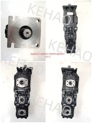 NABCO Gear Pump NABCO126MM+76MM+80MM-14T-L Iron aluminum stainless steel  Medium High Pressure Hydraulic Gear Pump for Kawasaki Equipment